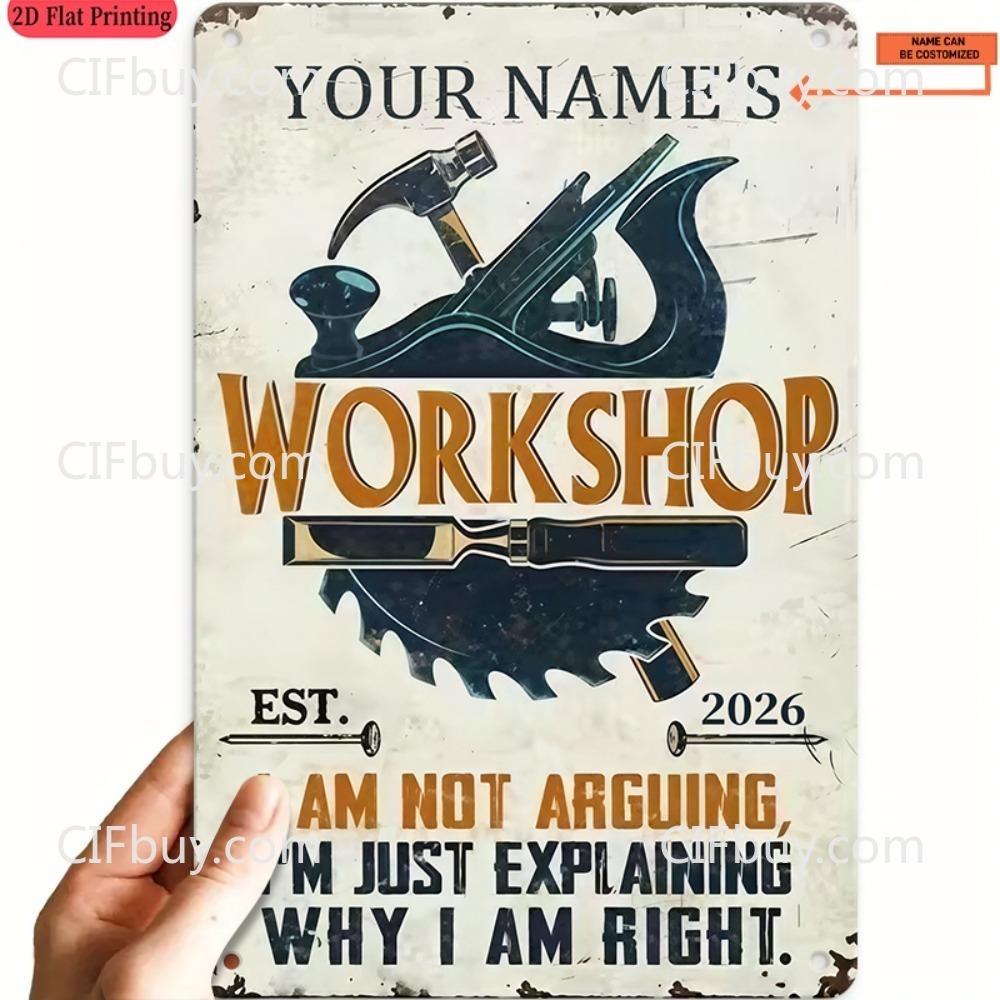 Tools Name In Workshop - Placa de Metal Vintage Personalizada 2D