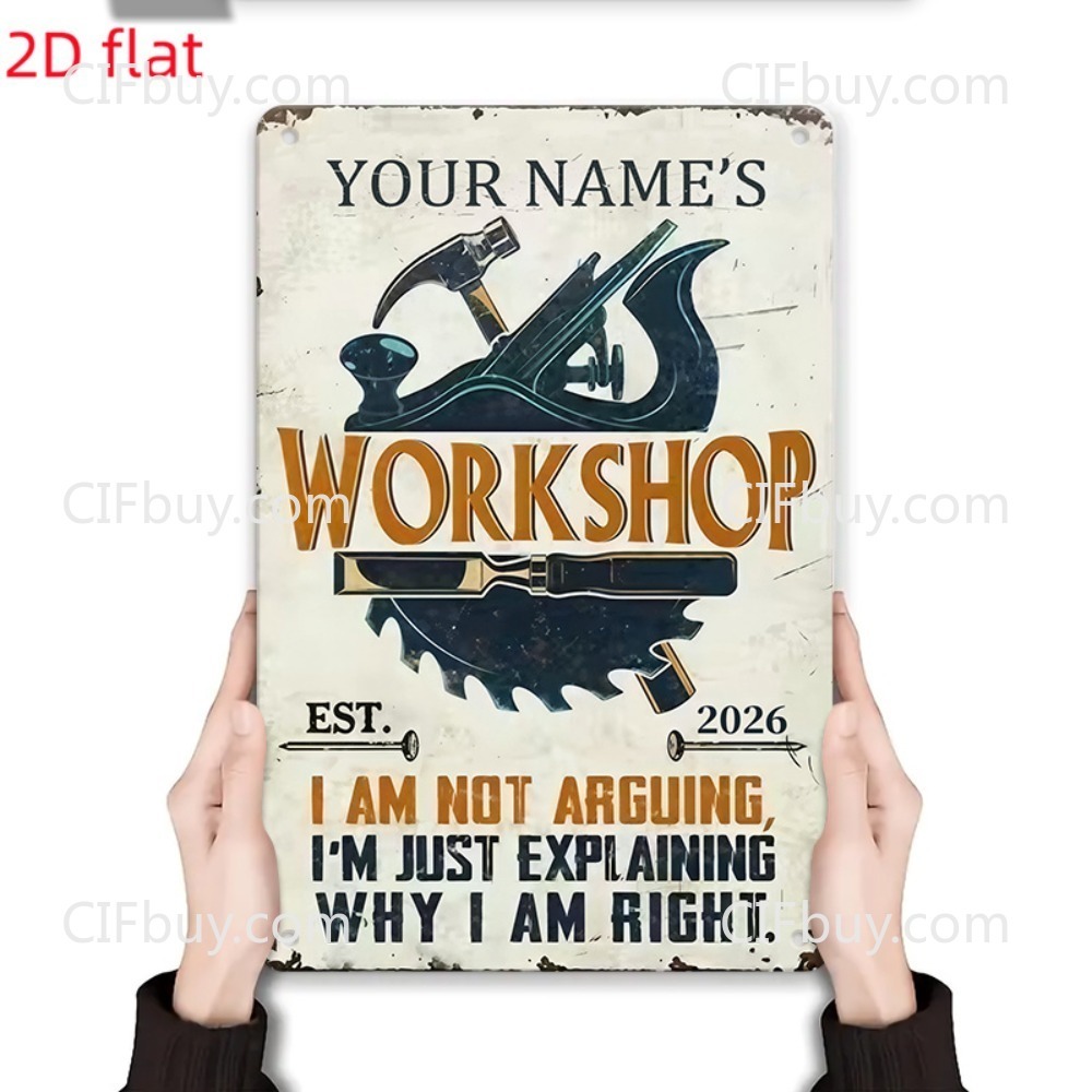 Placa de Metal Personalizada p - Tools Name In Workshop avaliação e preço